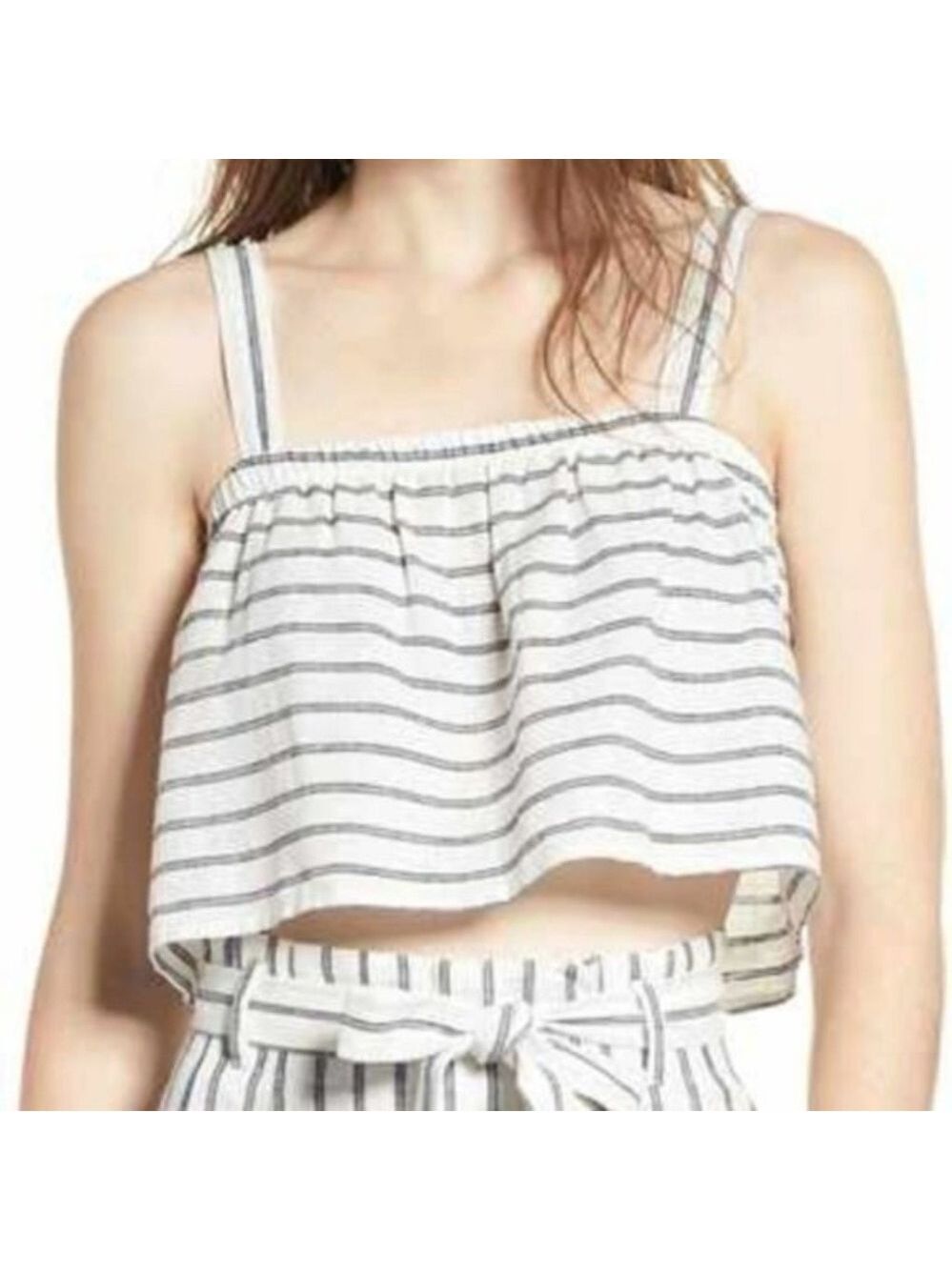 Ten Sixty Sherman Linen Stripe Tank Crop Top